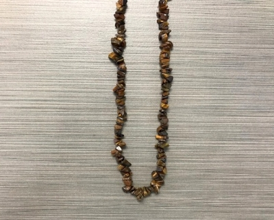 N-8286 - Stone Bead Necklace - Tiger Eye