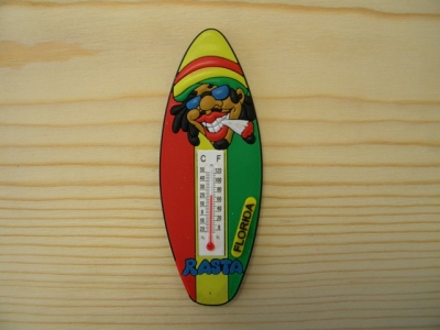 PVC Rasta Thermometer Magnet - Surf Board (Florida Only)