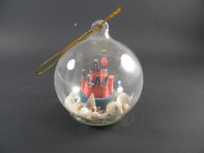 1370 - Sand and Shell Castle Globe Ornament 80mm