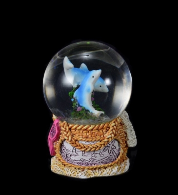 Dolphin Water Globe On Basket - 65mm.