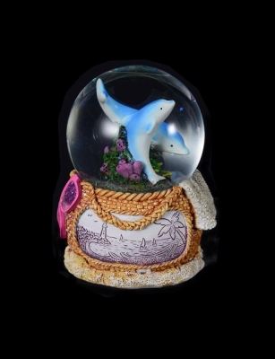 Dolphin Water Globe On Basket - 45mm