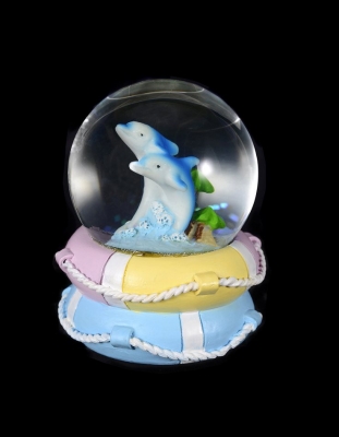 Dolphin Water Globe On Float Rings - 65mm.