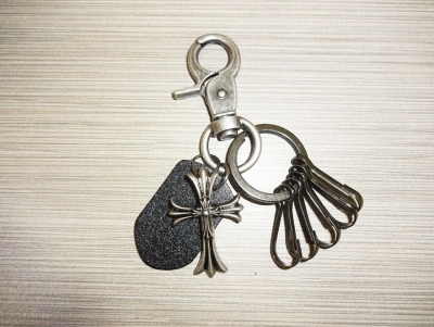 Metal & Leather Keychain - Cross
