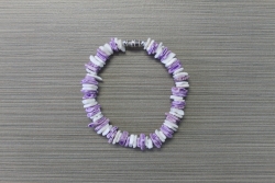 B-8818 - Purple & White Chip Bracelet