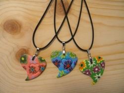 N-8357 - Fimo Heart Pendant Necklace (Assorted Colors)