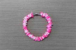 B-8929 - Neon Pink & White Chip Shell Bracelet