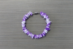 B-8932 - Neon Purple & White Chip Shell Bracelet