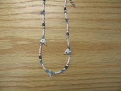 N-8494 - Blue & White M.O. P. Dolphin Necklace 
