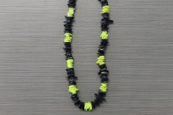 N-8503 - Black & Neon Yellow Chip Shell Necklace