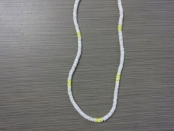 N-8544 - White & Neon Yellow Clam Shell Necklace