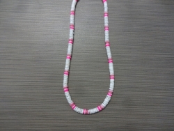 N-8554 - Pink & White Clam Shell Necklace