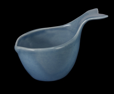 1616 - Blue Glaze Ceramic Whale Bowl 5 x 7"