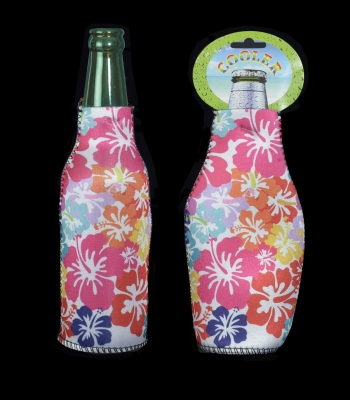 1656 -  Neoprene Bottle Coolie - Hibiscus Design