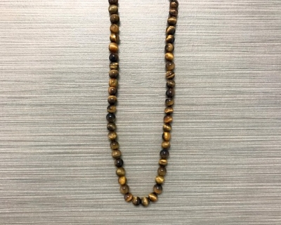 N-8280 - Stone Bead Necklace - Tiger Eye