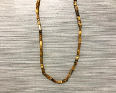 N-8281 - Stone Bead Necklace - Tiger Eye