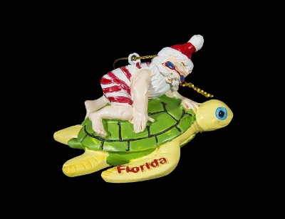 1676 - Santa on Turtle Ornament (Florida Imprint Only)