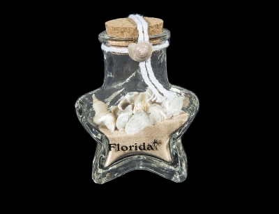 G1027 - Star Glass Bottle with Sand & Shells - Assorted Colors