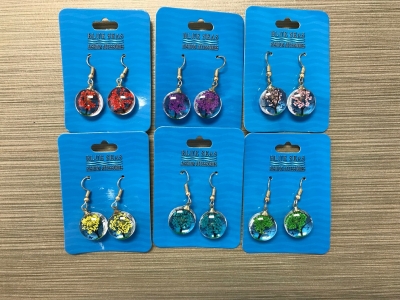 ER-8631 Glass Pendant Tree of Life Earrings - Assorted Colors