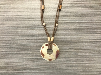N-209 Mother of Pearl Pendant Necklace - Open Hoop