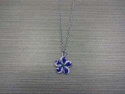 N-8530 - Enamel Inlay Flower Pendant Necklace - Purple